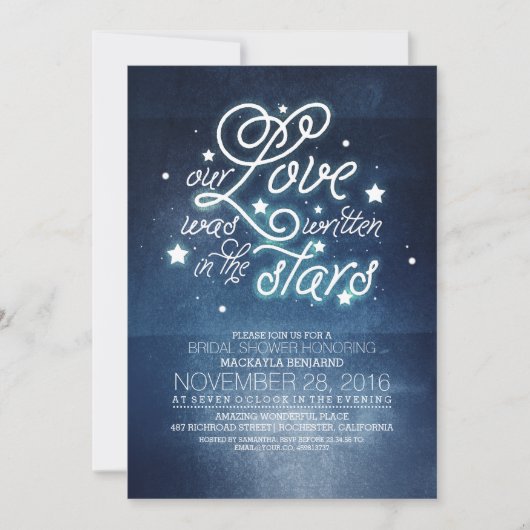 Romantique Stars Invitation de douche nuptiale (Devant)