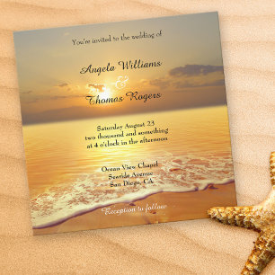 Romantique Sunset Beach Mariage Invitation