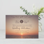 Romantique Sunset Beach Mariage Invitation (Debout devant)
