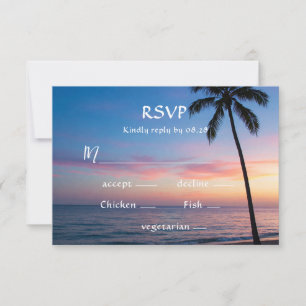 Romantique Sunset Beach Wedding Cartes RSVP