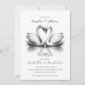 Romantique Swan Couples Douche Invitation (Devant)