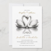Romantique Swan Couples Douche Invitation (Devant)