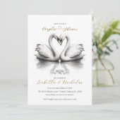 Romantique Swan Couples Douche Invitation (Debout devant)