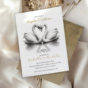 Romantique Swan Couples Douche Invitation