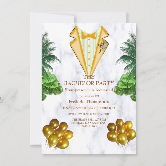 Romantique Tropical Bachelor invitation (Devant)