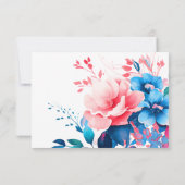 Romantique Vibrant Bleu Floral Mariage RSVP QR (Dos)