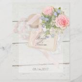 Romantique vintage fleur modifiable menu mariage (Dos)