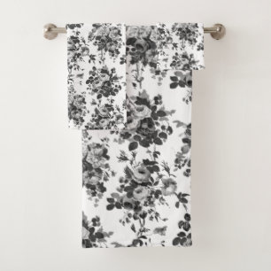 Romantique Vintage Rose-gris sur blanc