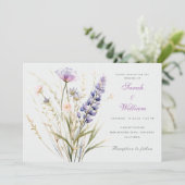 Romantique violet Faire-part de mariage floral (Debout devant)