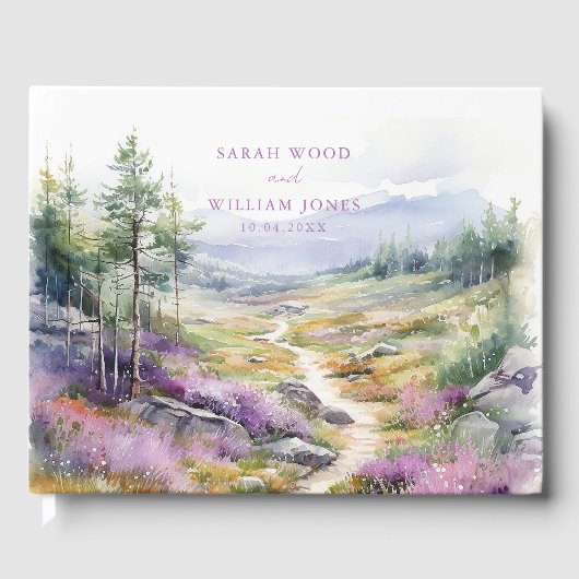 Romantique violet fleurs sauvages Mariage Livre d' (Recto)