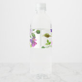 Romantique violet floral Étiquette bouteille d'eau (Dos)