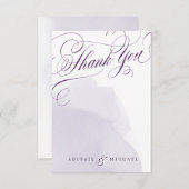 Romantique violet mariage calligraphie merci (Devant / Derrière)