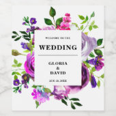 Romantique violet Mariage  Étiquette de vin (Étiquettes simples)