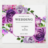 Romantique violet Mariage  Étiquette de vin (Étiquettes simples)