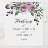 Romantique violet Rose Floral Mariage Étiquette de (Étiquettes simples)