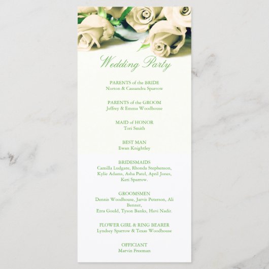 Romantique White Roses Programme de mariage (Dos)