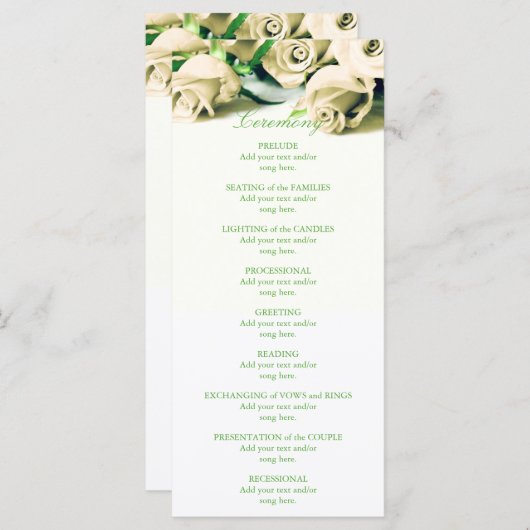 Romantique White Roses Programme de mariage (Devant / Derrière)