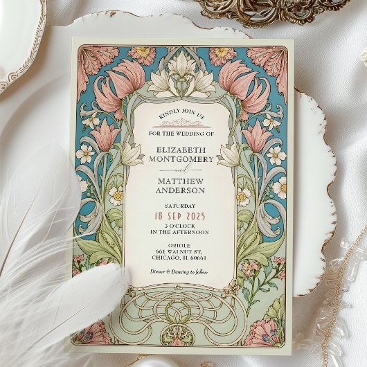 Romantique William Morris Faire-part de mariage