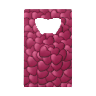 Romantisch 3D rood hartjes patroon-32322 Kredietkaart Flessenopener