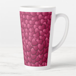Romantisch 3D rood hartjes patroon-32322 Latte Mok