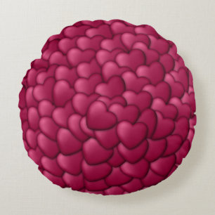 Romantisch 3D rood hartjes patroon-32322 Rond Kussen