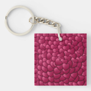 Romantisch 3D rood hartjes patroon-32322 Sleutelhanger