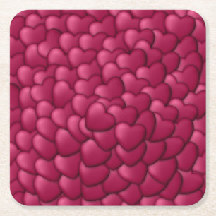 Romantisch 3D rood hartjes patroon-32322 Vierkante Kartonnen Onderzetter