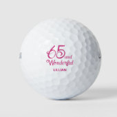 Romantisch 65ste geschenk voor vrouw – Pink Script Golfballen (Voorkant)