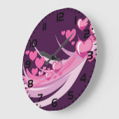 Romantisch Abstract roze harten ontwerp op Paarse Grote Klok (Hoek)