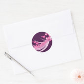 Romantisch Abstract roze harten ontwerp op Paarse Ronde Sticker