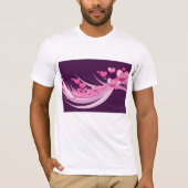Romantisch Abstract roze harten ontwerp op Paarse T-shirt (Voorkant)