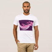 Romantisch Abstract roze harten ontwerp op Paarse T-shirt (Voorkant volledig)
