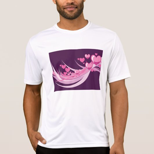 Romantisch Abstract roze harten ontwerp op Paarse T-shirt (Voorkant)