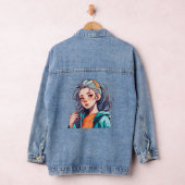 Romantisch Anime Meisje met Kleurrijk Licht Haar Denim Jacket (Hangar)