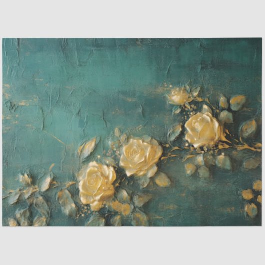Romantisch Antiek Emerald en Gold Design Series 15 Tissuepapier (Voorkant)