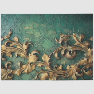 Romantisch Antiek Emerald en Gold Design Series 6 Tissuepapier