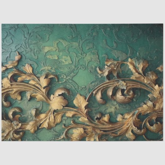 Romantisch Antiek Emerald en Gold Design Series 6 Tissuepapier (Voorkant)