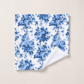 Romantisch Antiek Roos-Blauw op Wit Bad Handdoek (Wasdoekje)