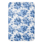 Romantisch Antiek Roos-Blauw op Wit Badmat (Voorkant Verticaal)