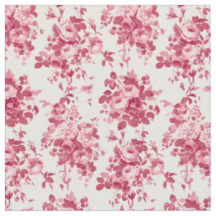 Romantisch Antiek  Roos-Roze op Wit Stof