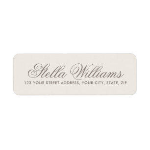 Romantisch beige lichtbruin calligrafiescript etiket