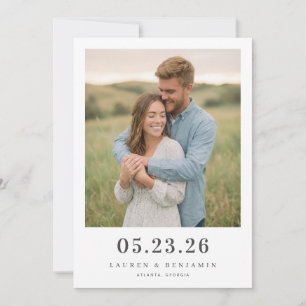 Romantisch Beige Minimalistische Foto Save The Date