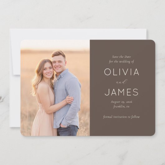 Romantisch Beige Modern Foto Save The Date (Voorkant)