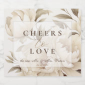 Romantisch Beige Pioenrozen Bloemen Herfst Bruilo Likeurfles Etiket (Enkel label)