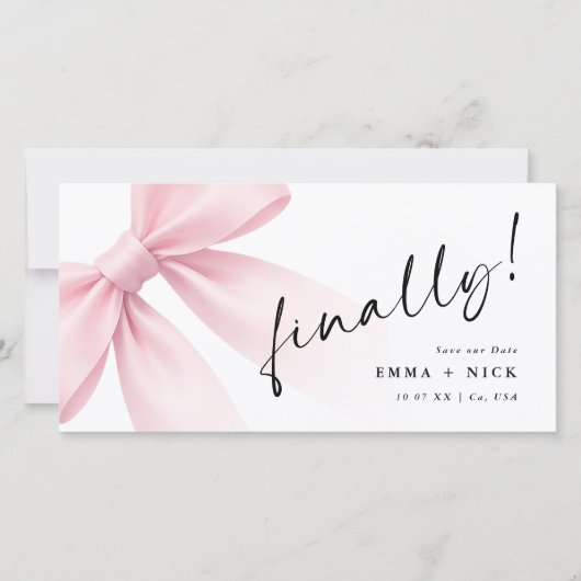 Romantisch bladwijzer Elegant script Eindelijk fot Save The Date (Voorkant)