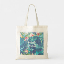 Romantisch blauw aangepast paar namen Sticker Tote Bag