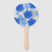 Romantisch Blauw Bloemen Huwelijk Handwaaier (Achterkant)