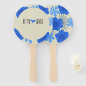 Romantisch Blauw Bloemen Huwelijk Handwaaier (Voorkant en achterkant)