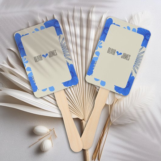 Romantisch Blauw Bloemen Huwelijk Handwaaier