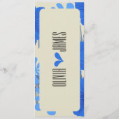 Romantisch Blauw Bloemen Huwelijk Menu (Achterkant)